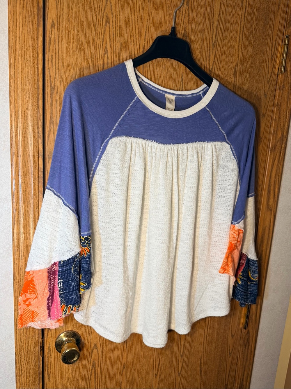We The Free by Free People “Friday Fever” Boho Patchwork Peasant Blouse - Picture 4 of 8